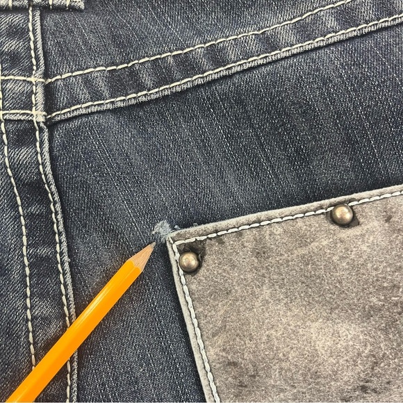 Ablanche Jeans Mens 36x32 Blue Denim Jeans Skater Y2K Style Embroidery Wings - Picture 14 of 16